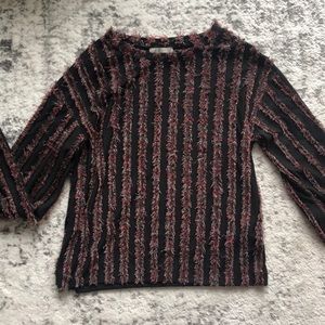 Zara Trafaluc | burgundy and black fringe top